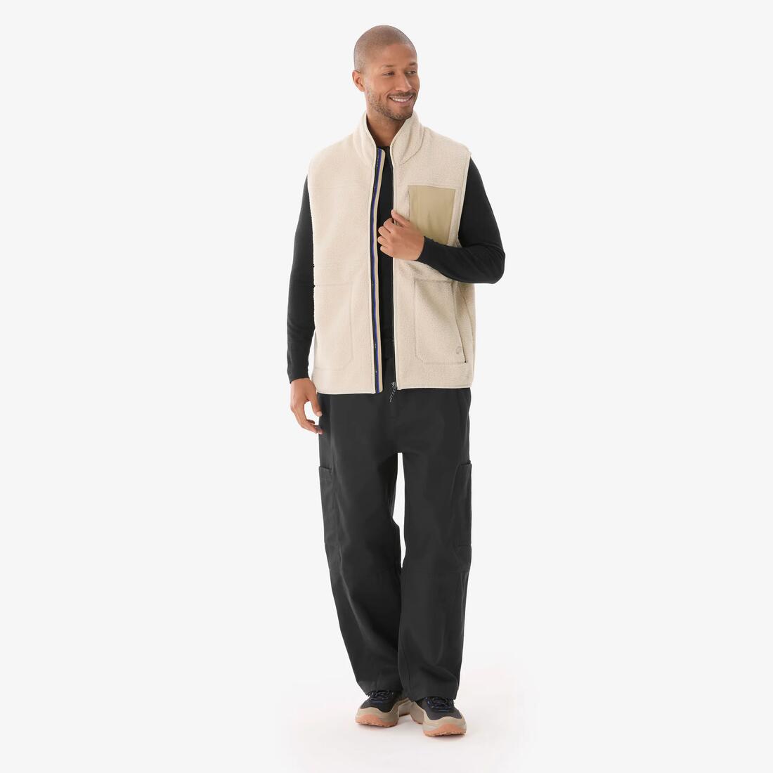 Gilet polaire de randonnée homme, sherpa MH500 beige