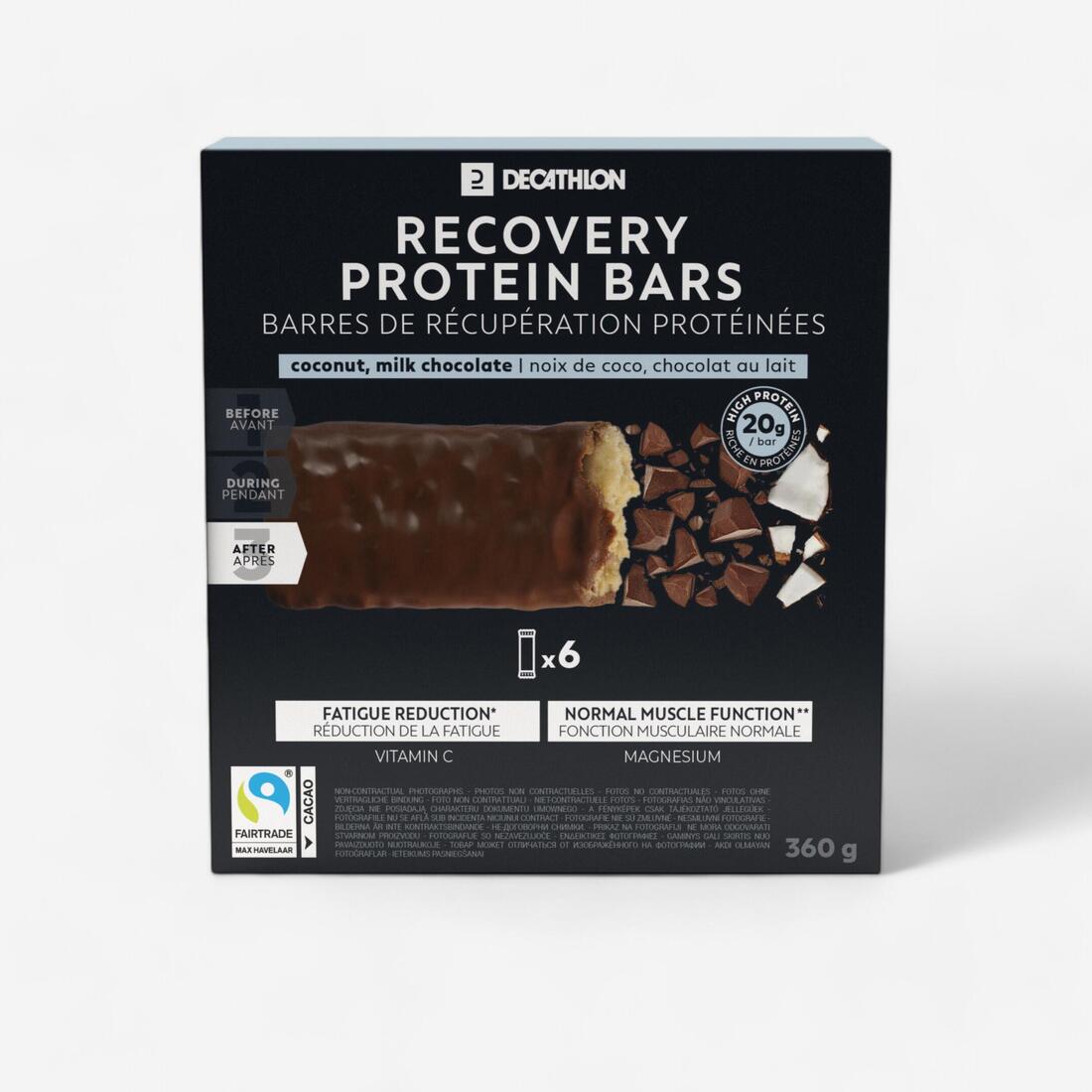 Barre protéinée de récupération chocolat au lait coco, x6