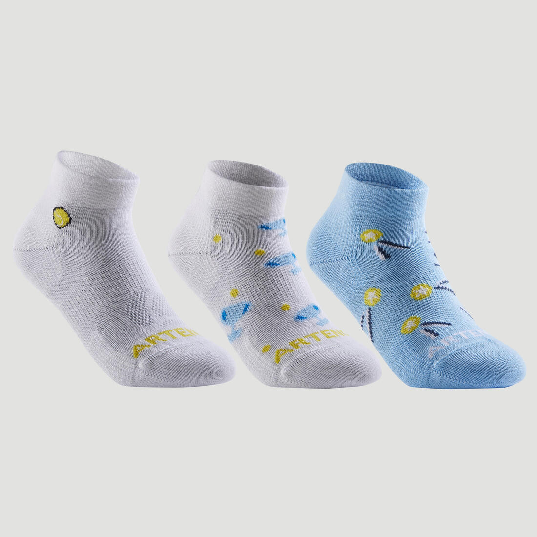 CHAUSSETTES DE SPORT ENFANT MI-HAUTES RS 160  BLANC MARINE LOT DE 3
