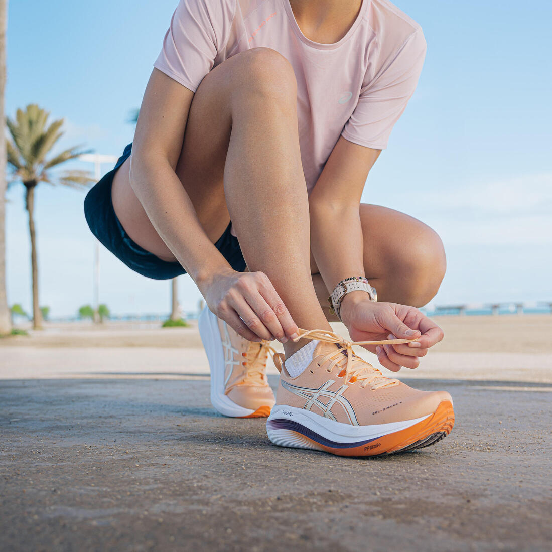 Chaussure de running Femme, Asics Gel-Ziruss abricot et