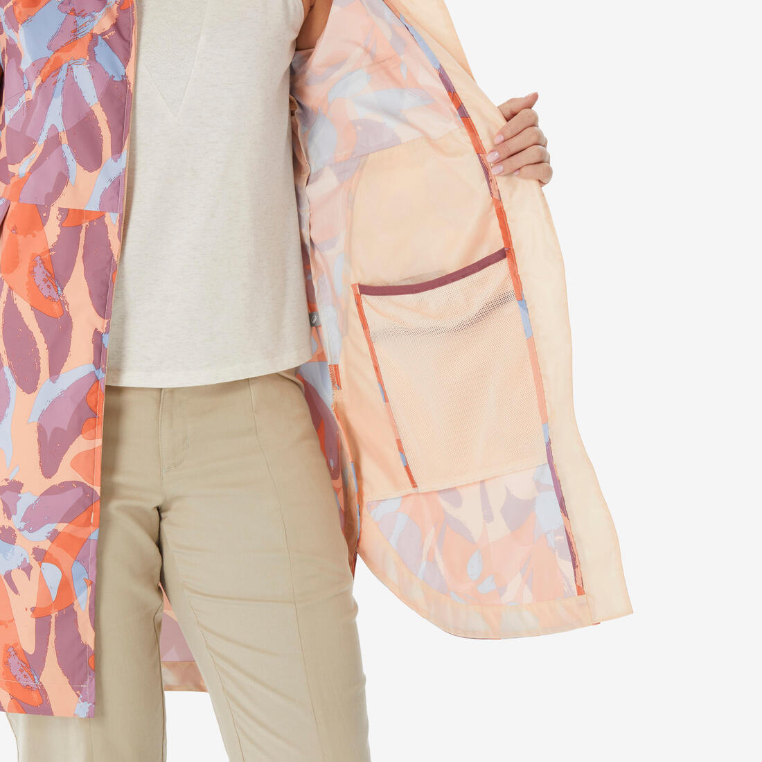Veste de randonnée imperméable femme, Raincut Longue