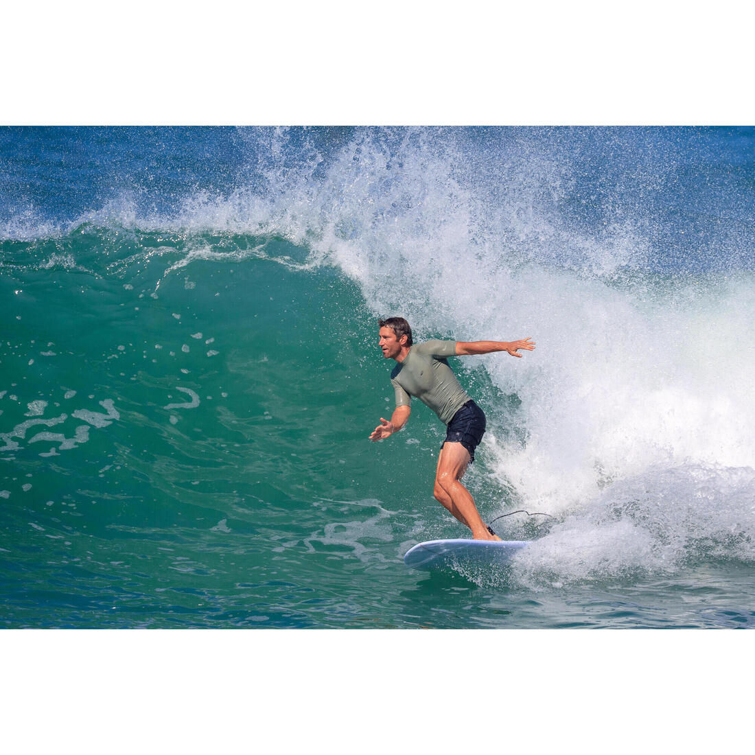 Planche de surf hybride en résine 7' 49L avec 3 ailerons - beige