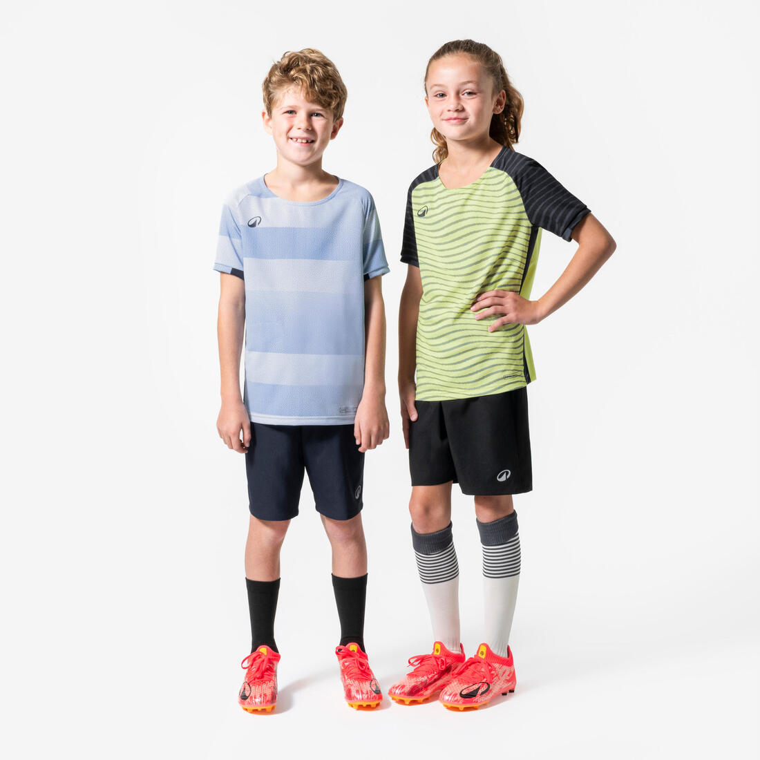 Maillot de football enfant manches courtes VIRALTO Jr Block Bleu ciel et