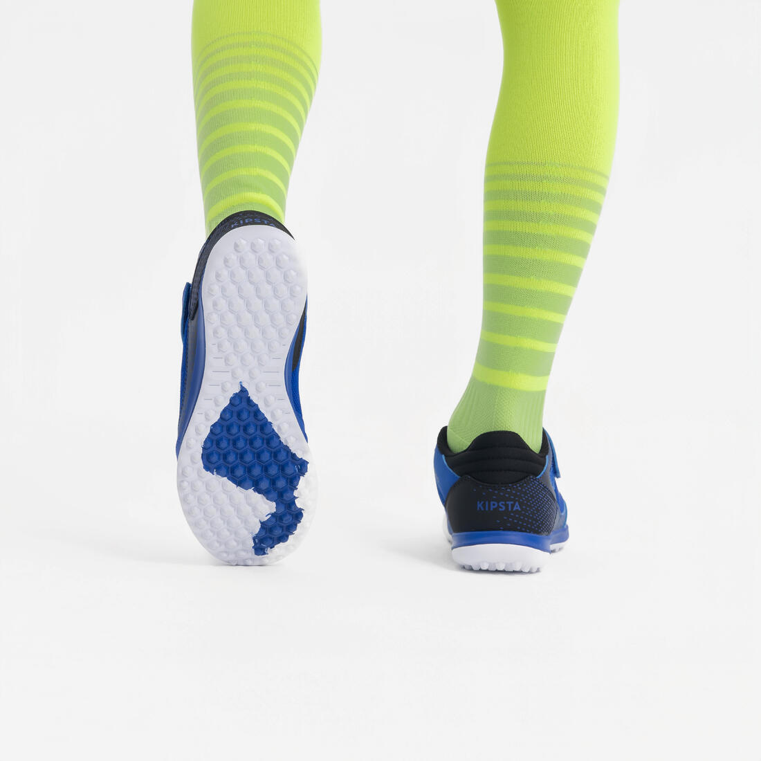 Chaussures de football sans lacet enfant, Eskudo Club Turf Easy bleu et