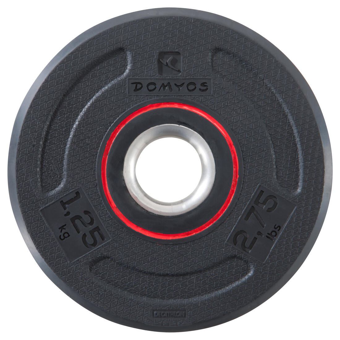 Disque musculation en caoutchouc 1,25kg 28mm, fonte en partie recyclée