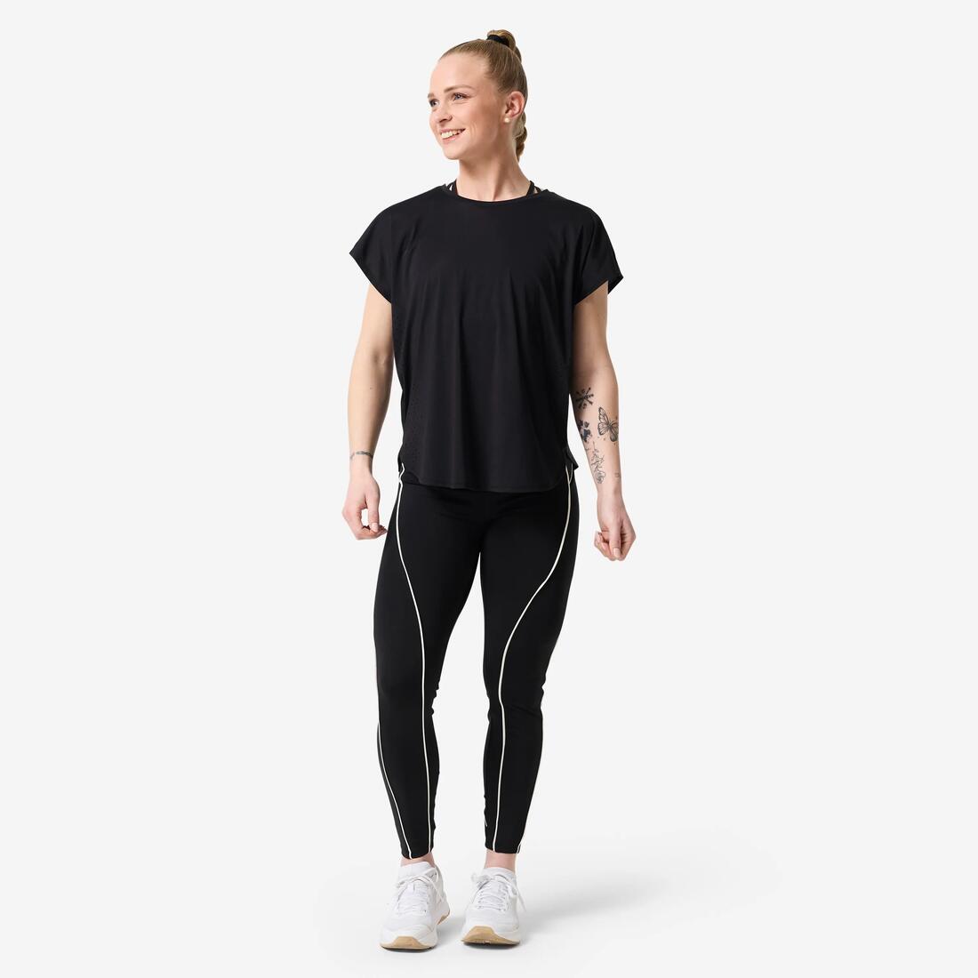 Legging taille haute femme, noir et