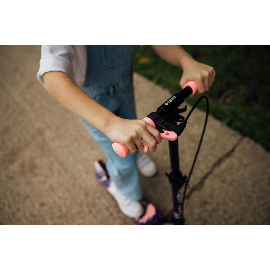 Trottinette enfant mid5 avec frein au guidon et suspension noire/verte