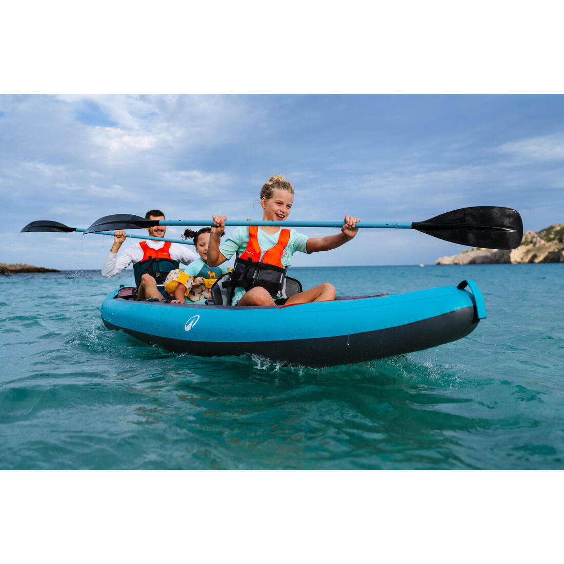 Canoë kayak gonflable 2/3 places - Tribord 100+ Bleu