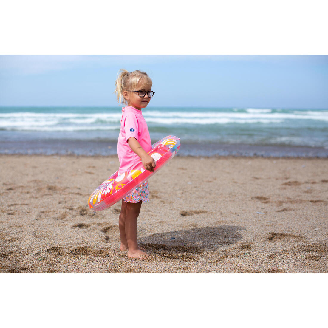 T-shirt anti uv bébé manches courtes corail