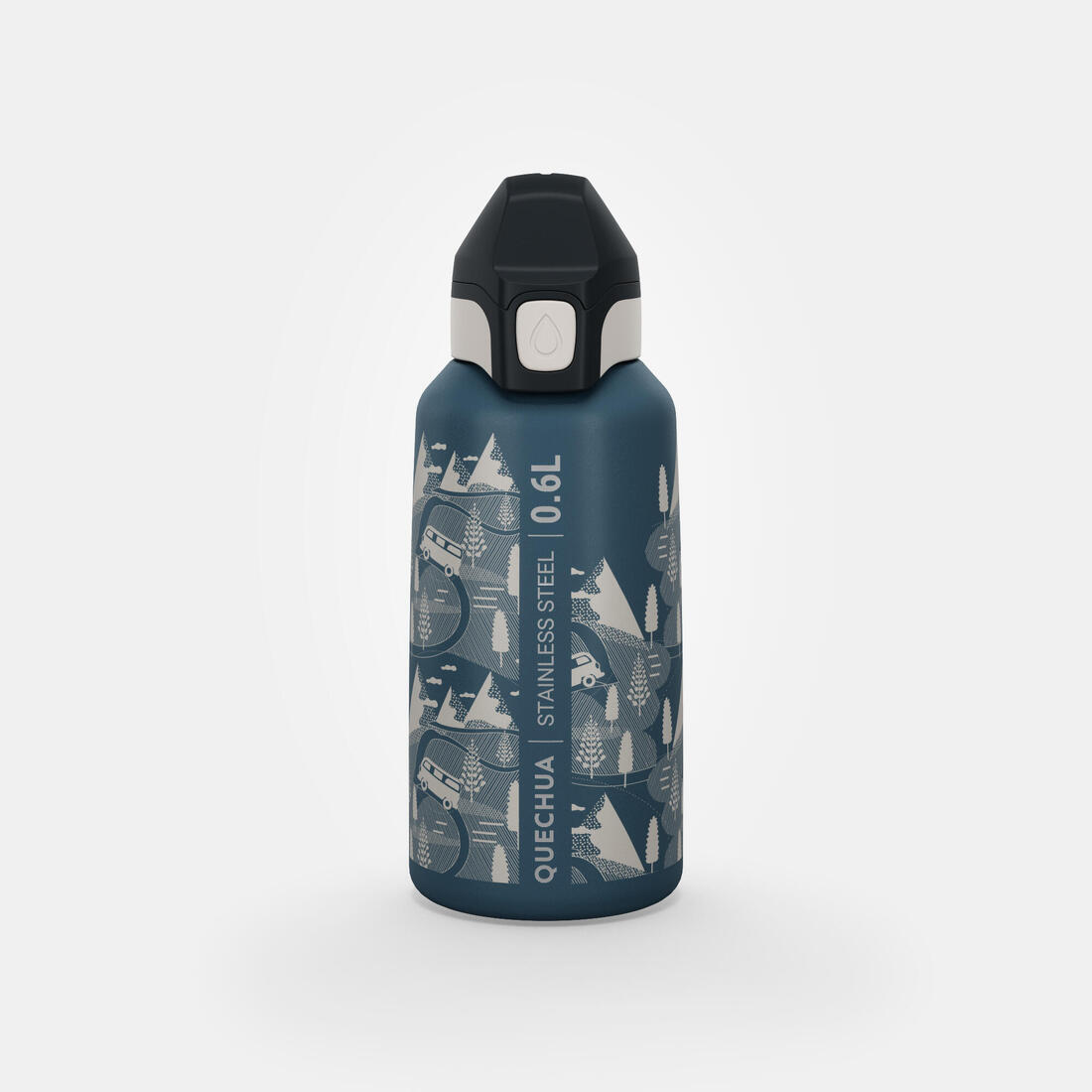 Gourde inox enfant 0,6L avec bouchon instantané, composée à 75% d'acier recyclé