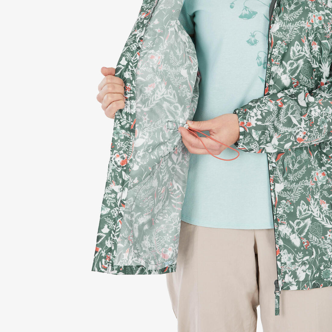 Veste de randonnée déperlante coupe-vent femme, Raincut Full Zip