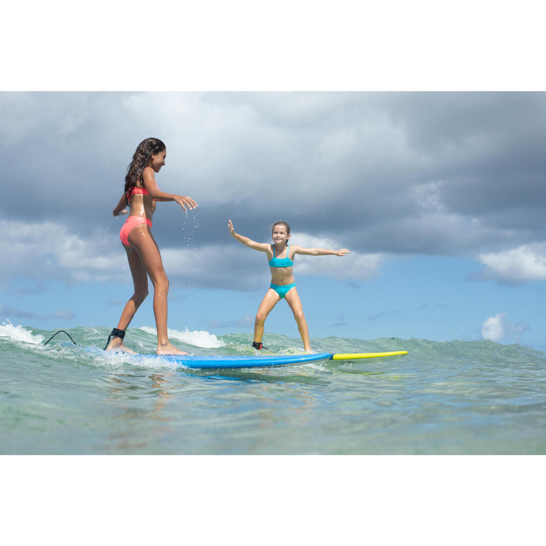maillot de bain 2 pièces SURF FILLE BRASSIERE TURQUOISE BALI 100