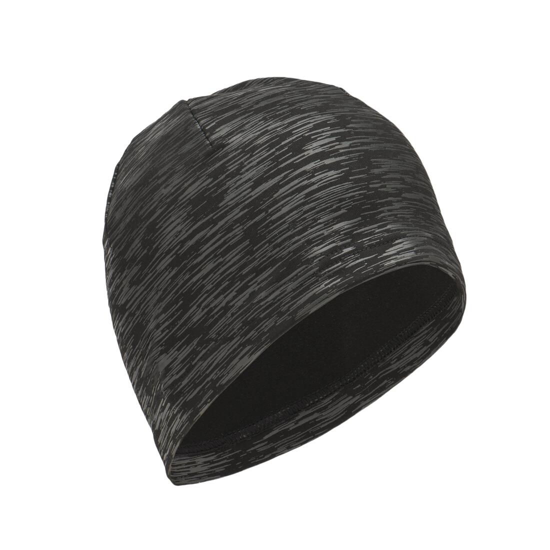 Bonnet running chaud Homme Femme - KIPRUN Warm + gris graph – noir