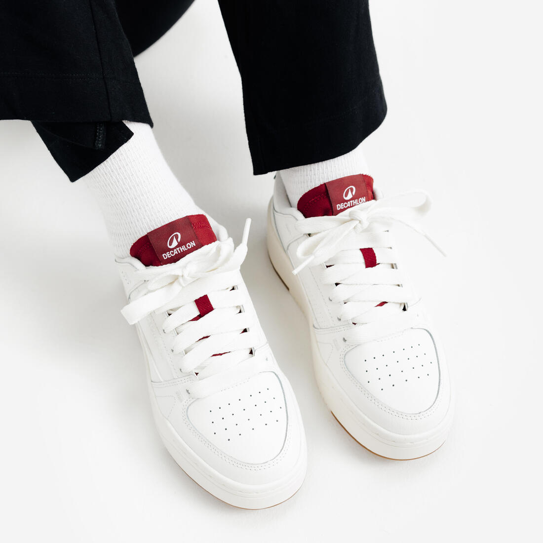 Baskets en cuir femme CJ80 platform blanc et bordeaux