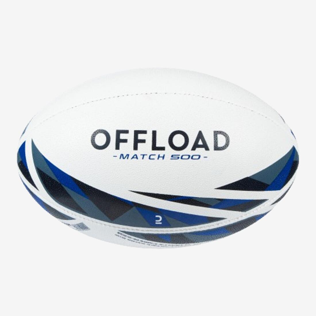 BALLON DE RUGBY Taille 5 - R500 match Bleu – blanc ultra