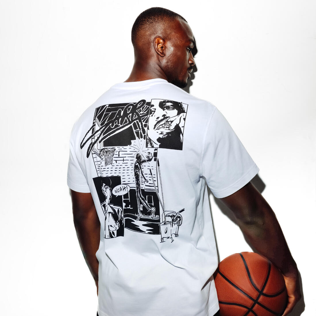 T-shirt de basket SARR homme femme, blanc "cold fire"