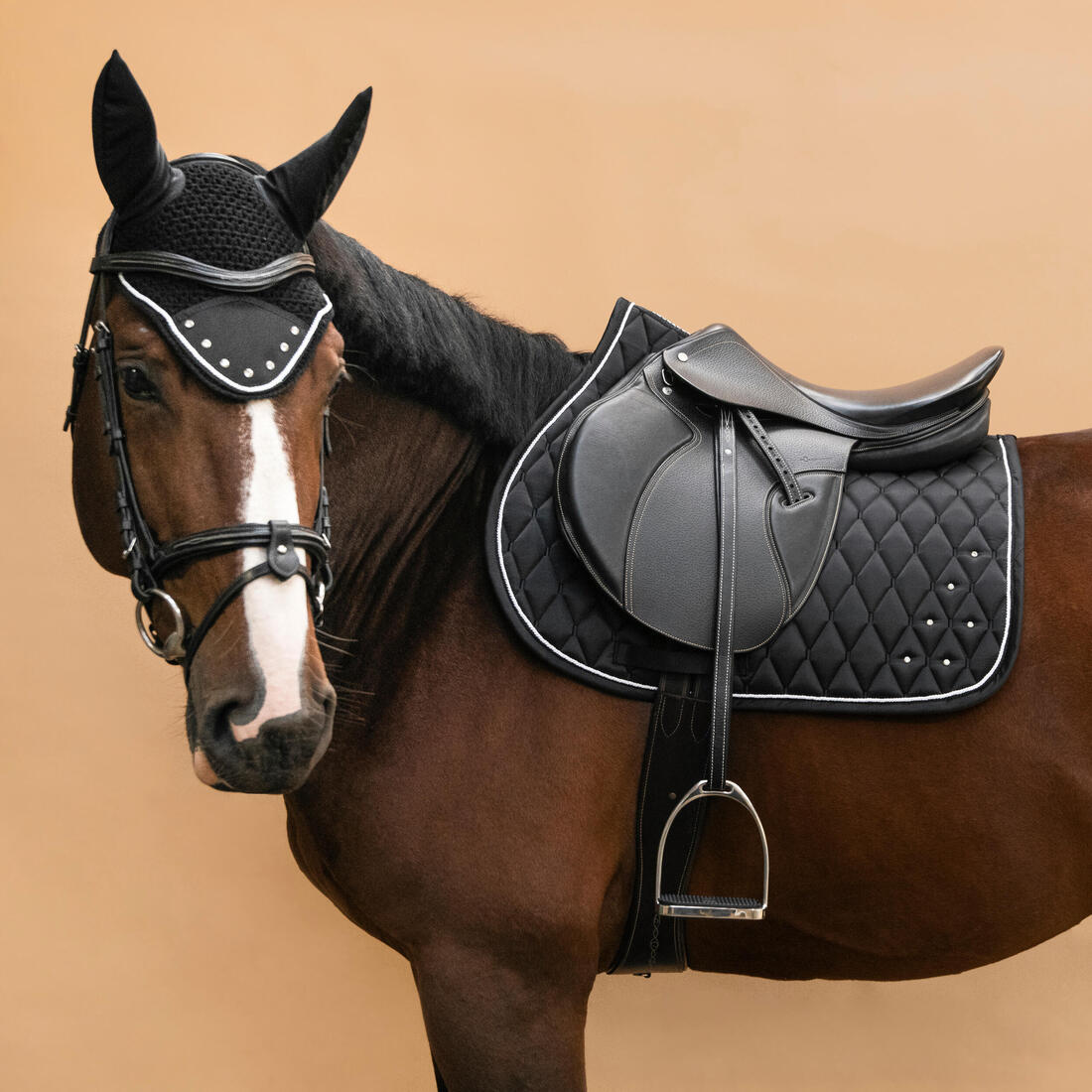 Bonnet équitation Cheval - Strass marine