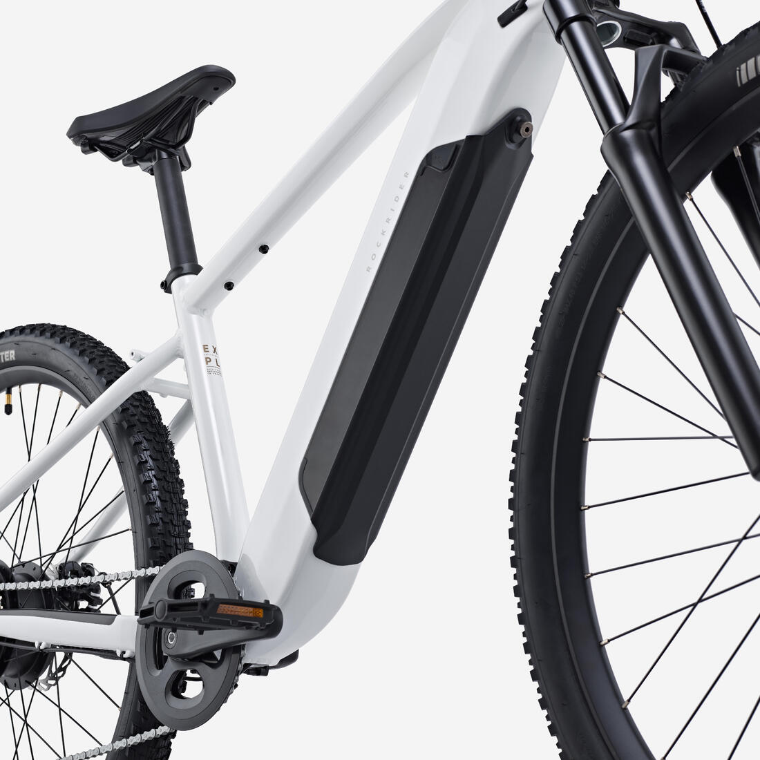 Vélo VTT électrique randonnée semi-rigide  29" Cadre Aluminium, E-EXPL 100 blanc