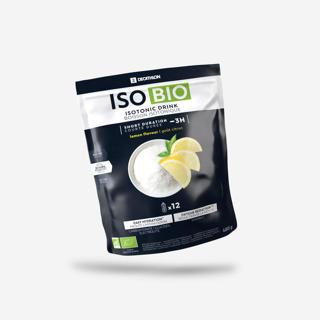 Boisson isotonique en poudre bio - de 3h citron, ISO BIO 480g