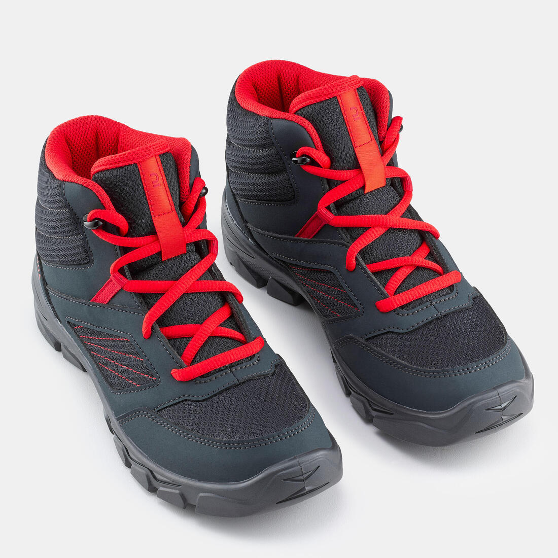 Chaussures de randonnée mid à lacets 35 au 38 enfant, NH100 gris