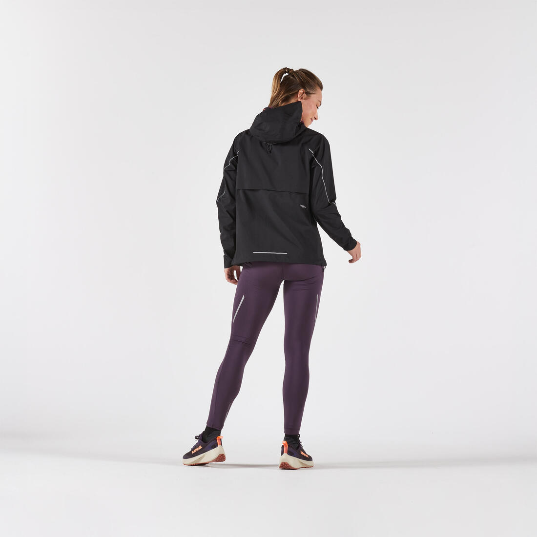 Veste running trail imperméable et respirante Femme, KIPRUN Run 500 aubergine