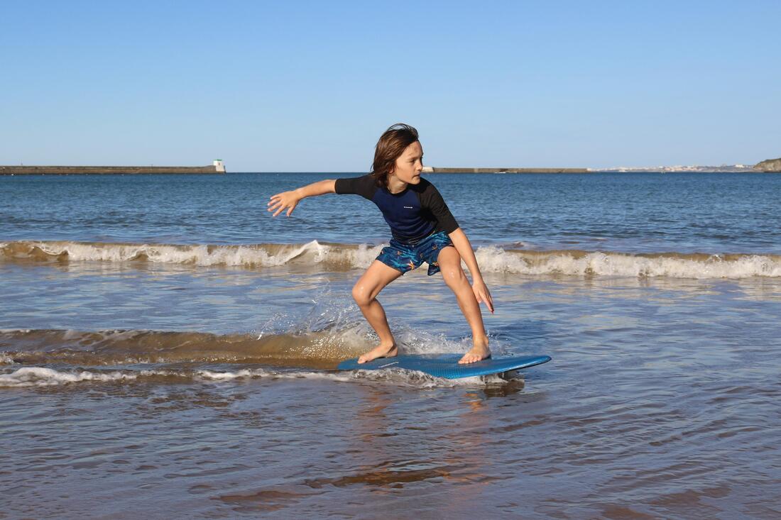 Skimboard enfant - 500 mousse bleu turquoise jaune