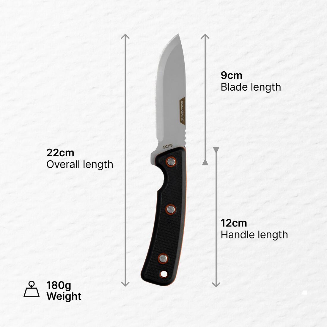 Couteau Chasse Fixe 9cm Grip noir Sika 90