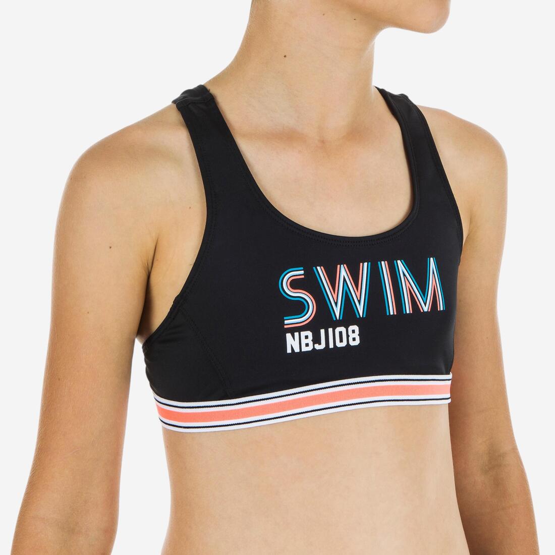 Haut de maillot de bain de natation vega joly – rose corail fluo