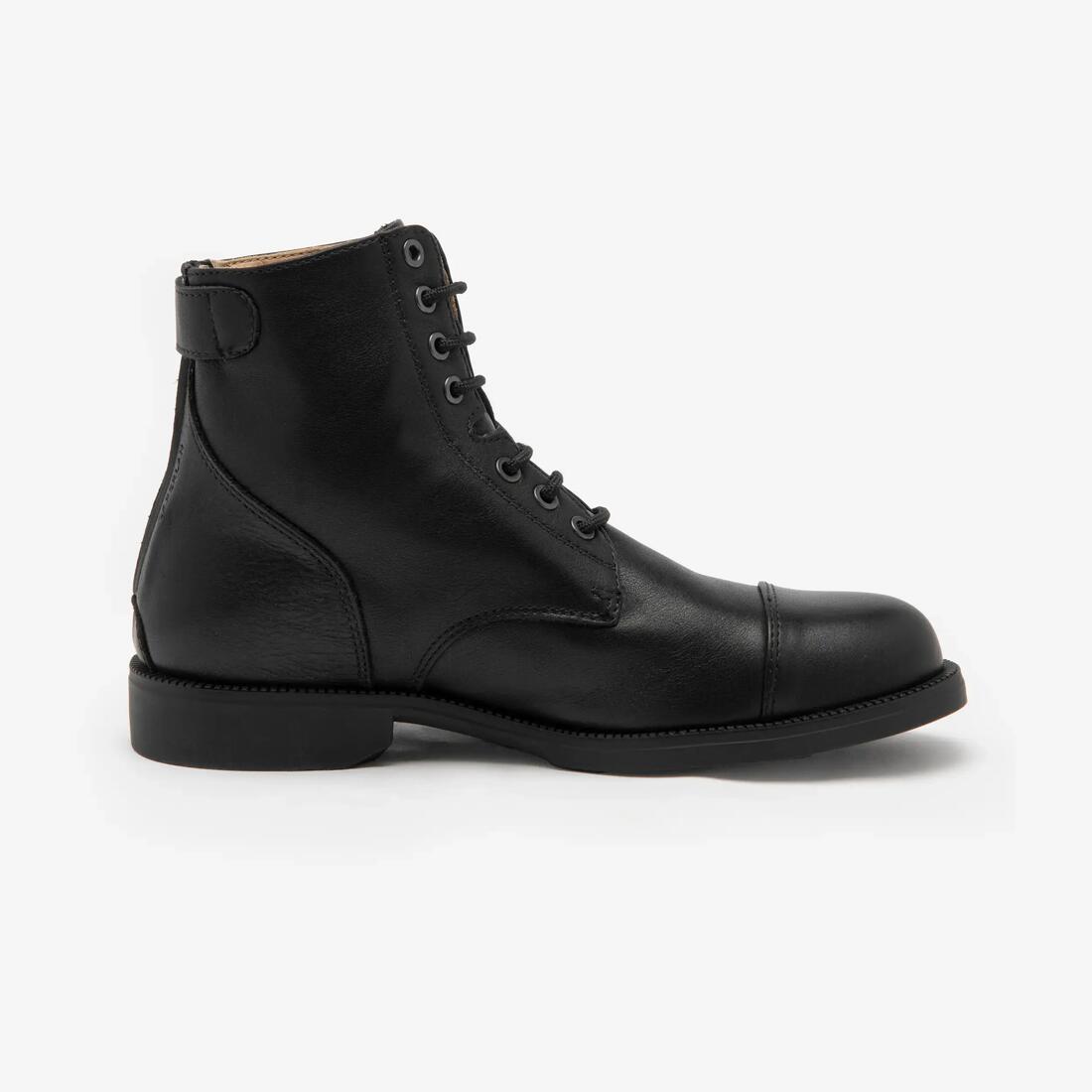 Boots équitation cuir paddock lacets Adulte - 560 noires