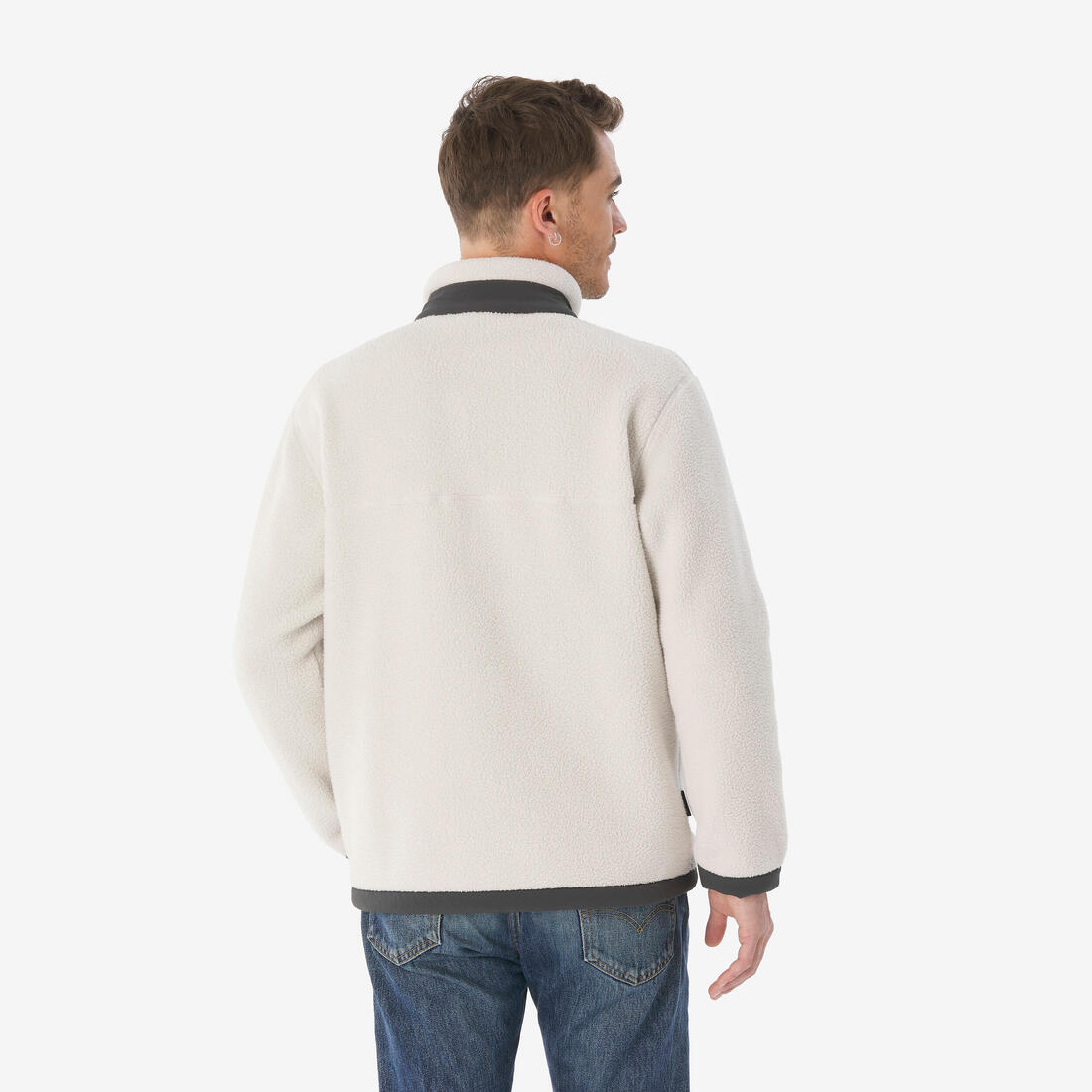 Polaire de randonnée montagne sherpa homme, MH100 1/2 zip beige