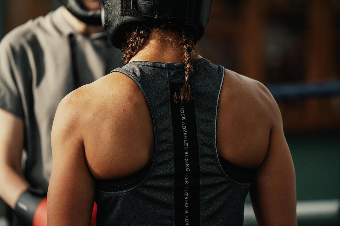 DÉBARDEUR DE BOXE FEMME 500 GRIS
