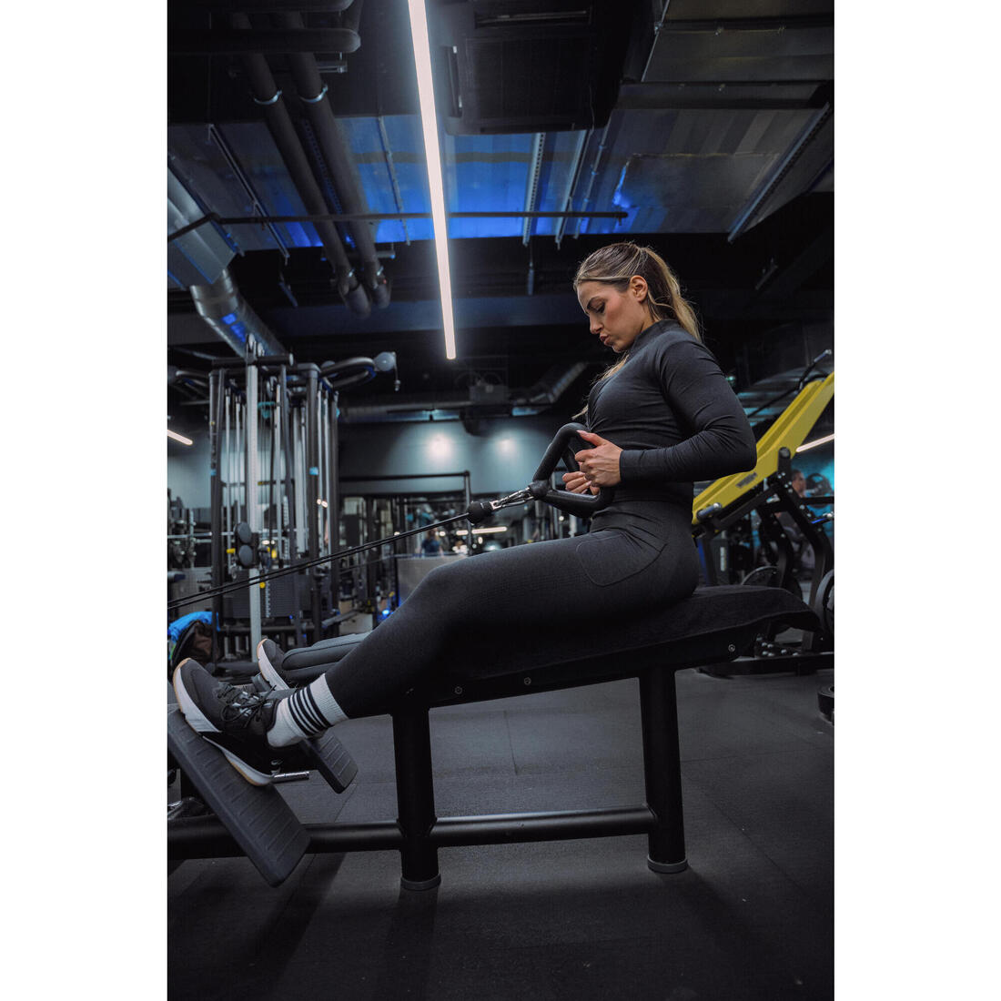 Legging de musculation sans couture femme, gris et