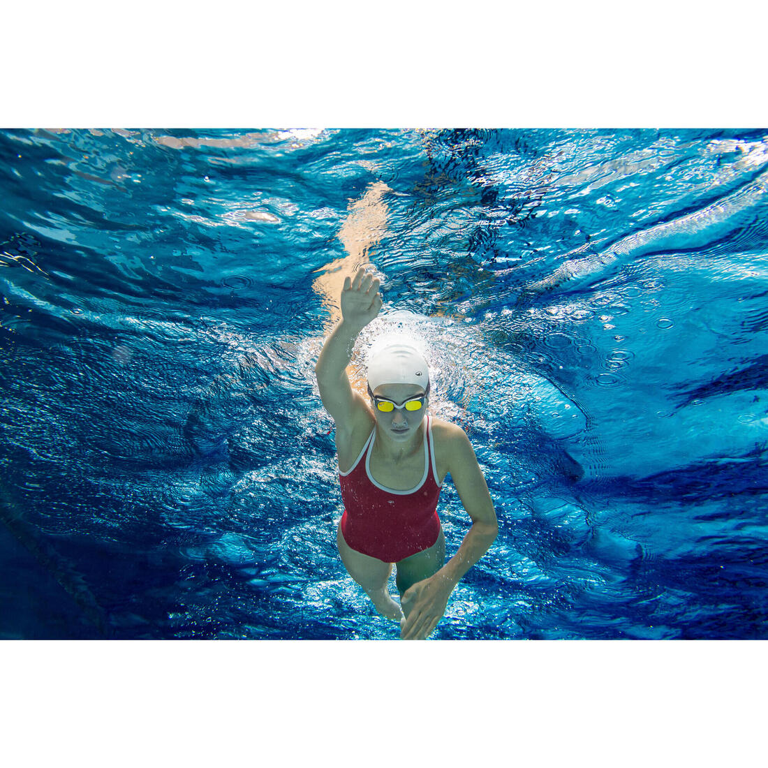 Maillot de bain 1 pièce natation Fille ado - 500 Olga bleu foncé