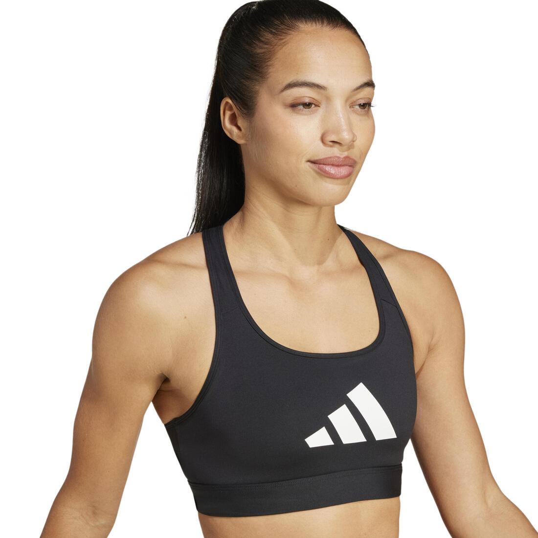 Brassière imprimé logo Adidas femme - noir