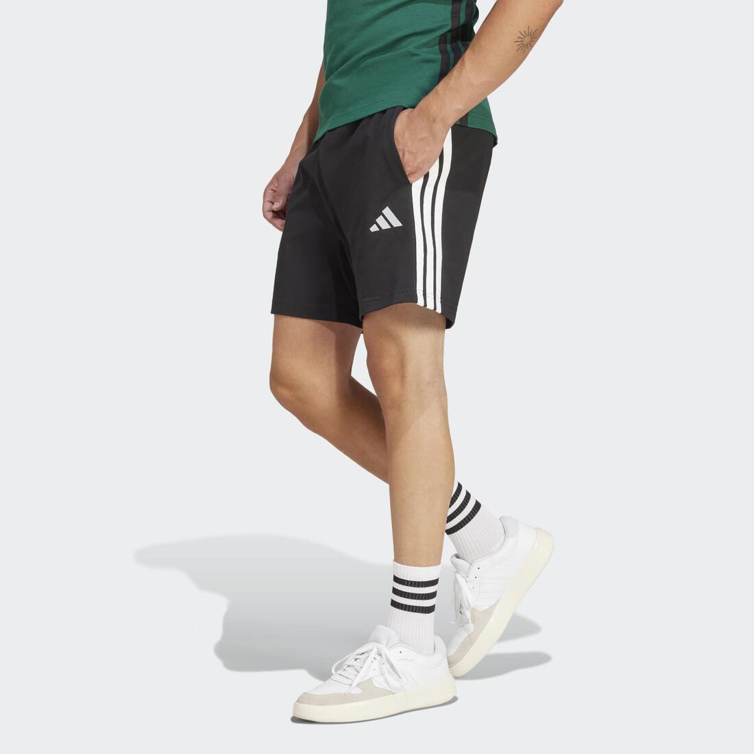 Short en coton avec poche pour homme, noir