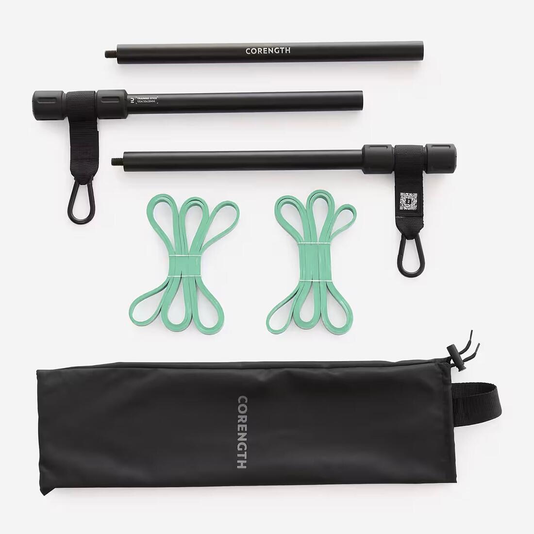 Barre de musculation nomade avec 2 élastiques 10kg
