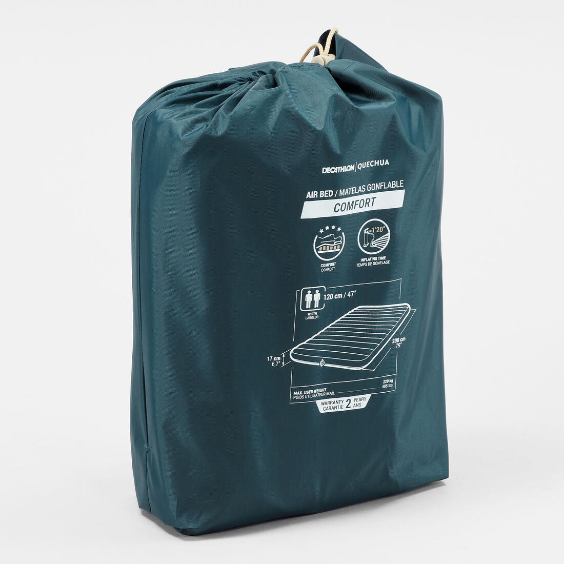 Matelas gonflable de camping 2 personnes, 200x120cm, Air comfort