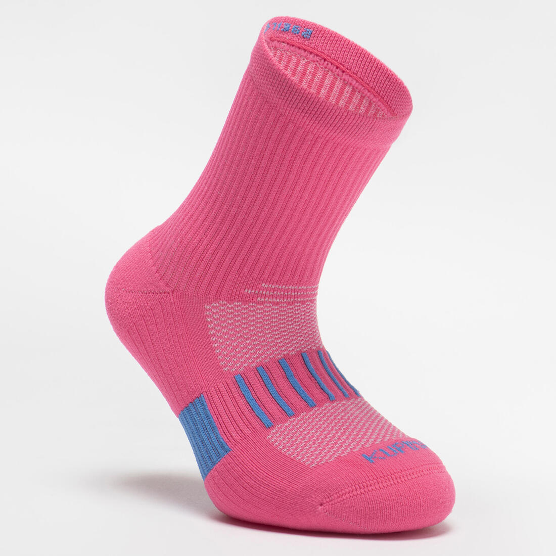Lot X2 de chaussettes enfant AT 500 mid turquoise et rayées turquoises grises