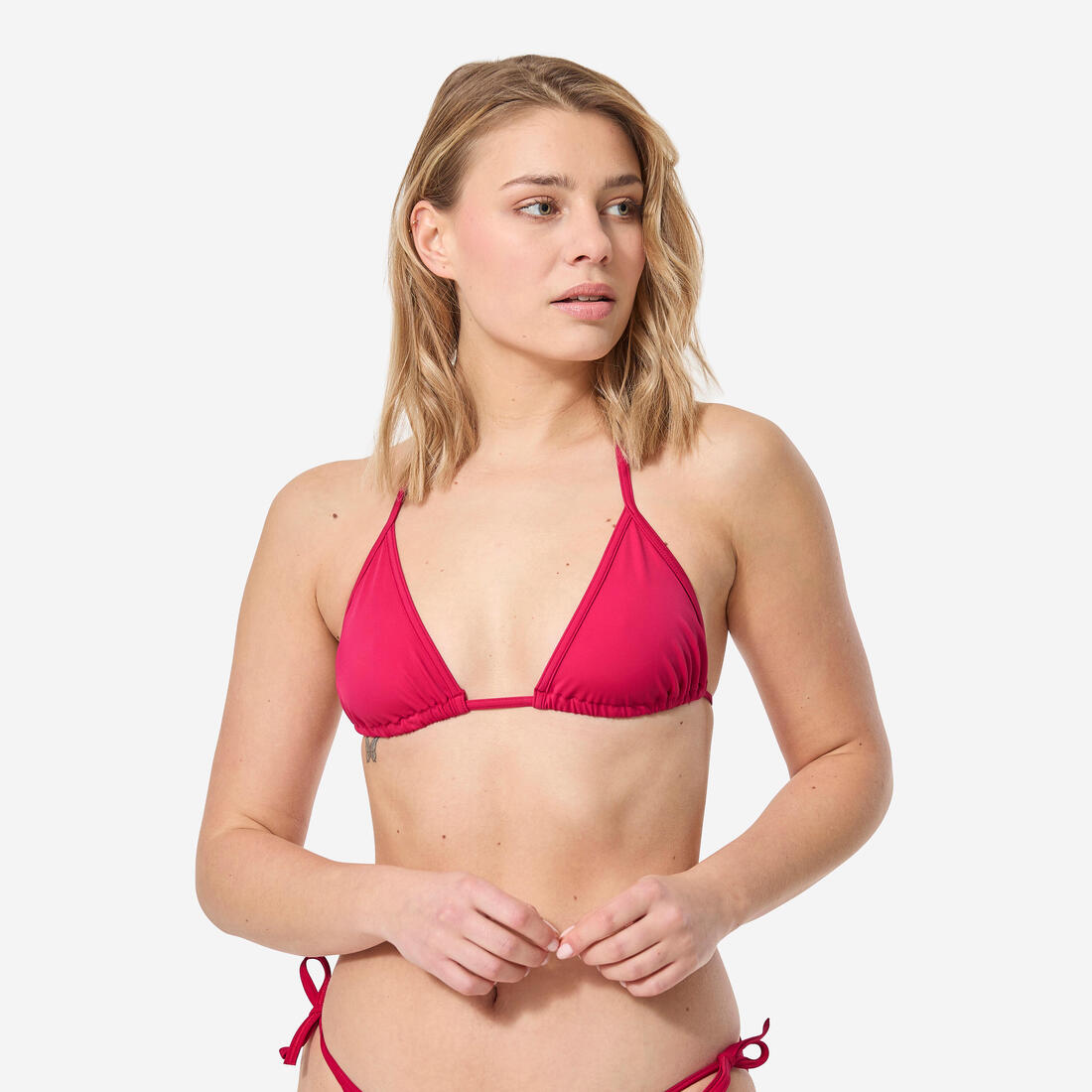 HAUT DE MAILLOT DE BAIN FEMME TRIANGLE COULISSANT MAE CORAIL FLUO