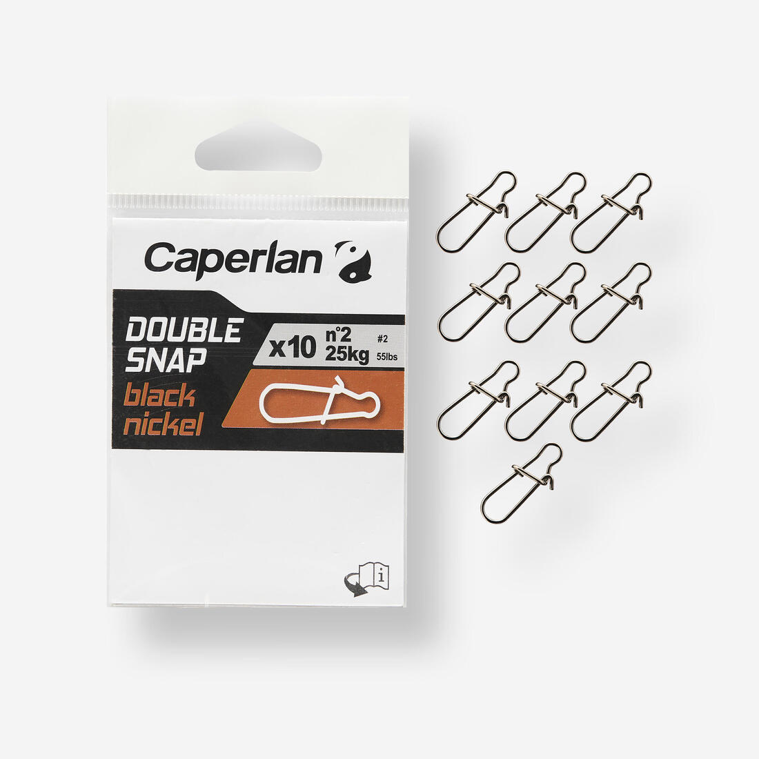 DOUBLE AGRAFE PÊCHE DOUBLE SNAP BLACK NICKEL X10