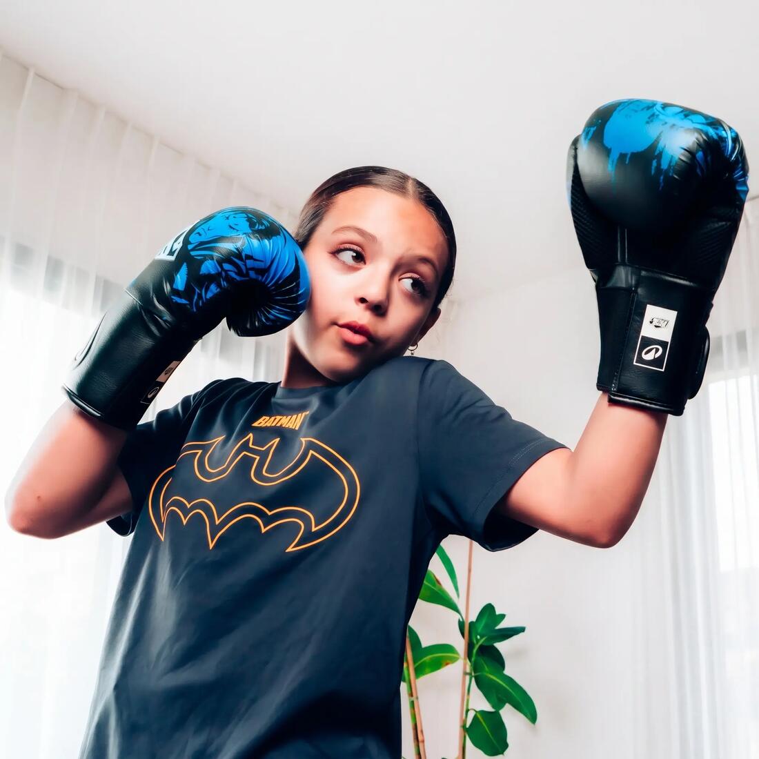 Gants de boxe résistants et respirants enfant, Batman Superman bleu