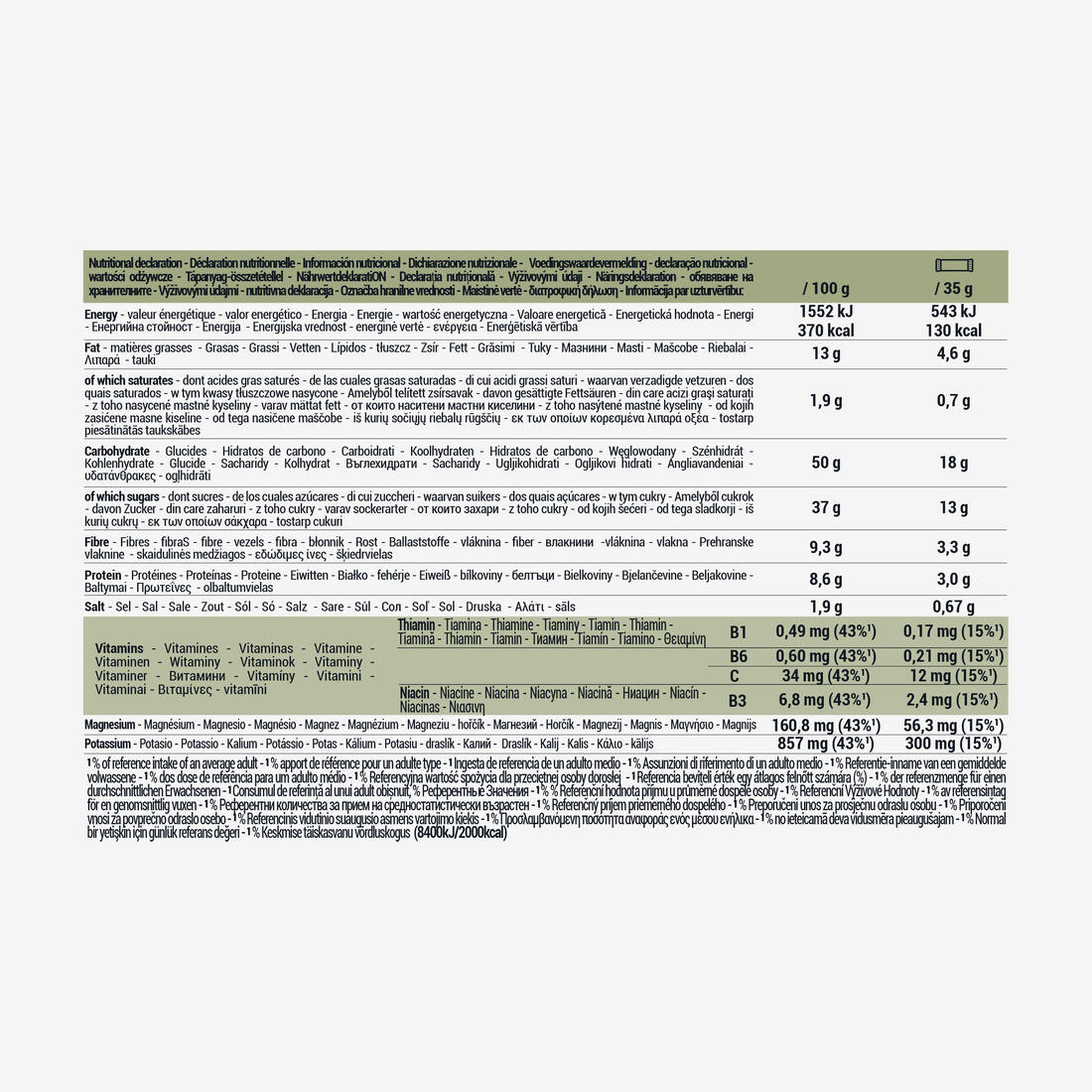 Barre énergétique aux dattes et graines salé 5x35g
