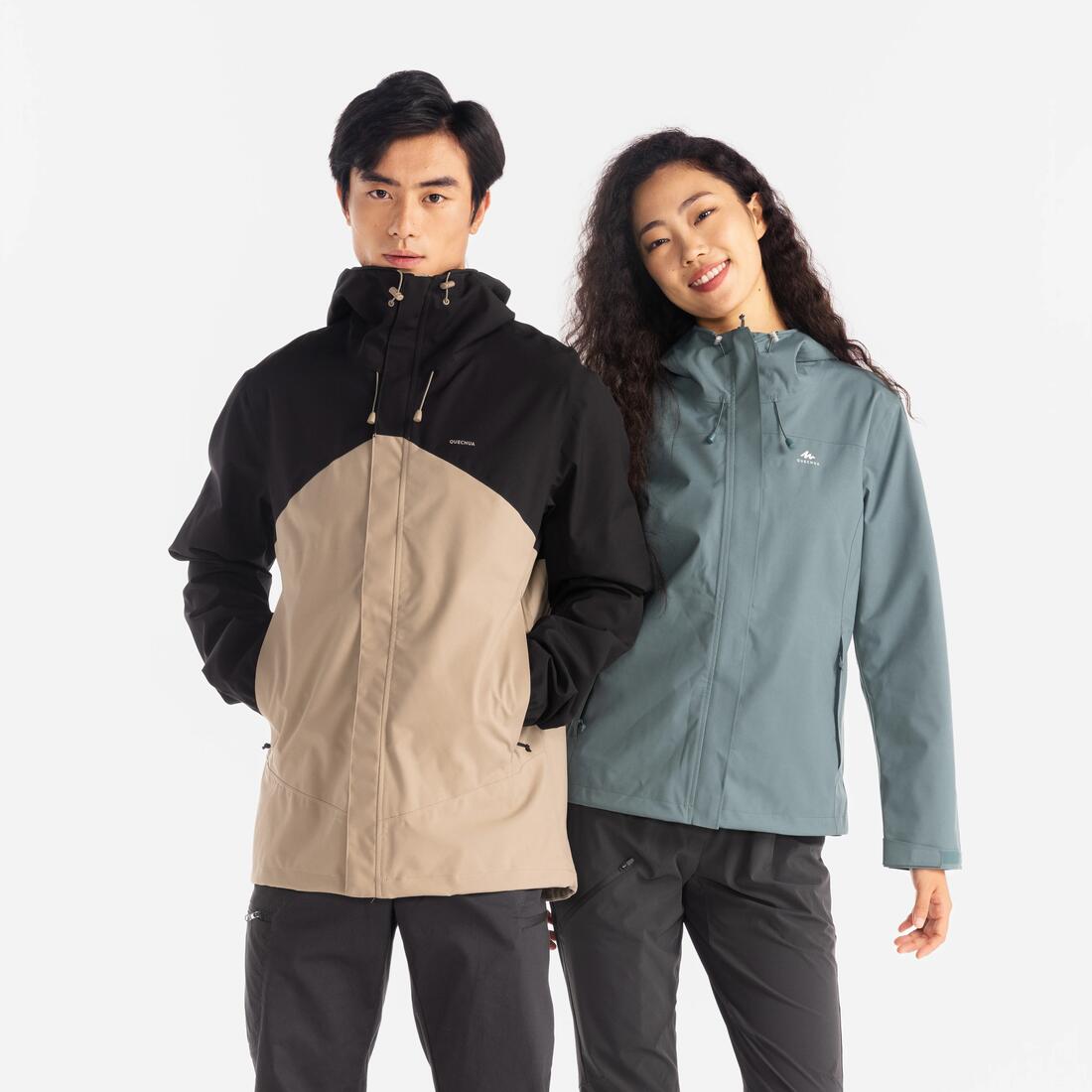 Veste de randonnée imperméable et légère homme, MH100 bleu foncé