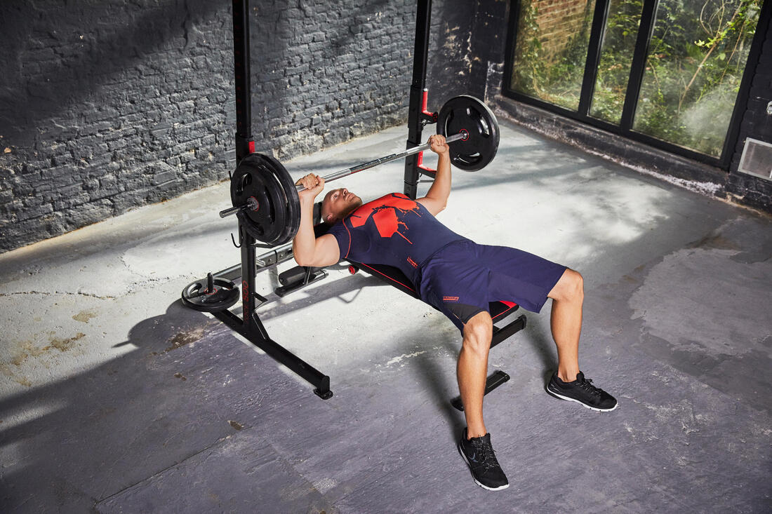Disque musculation caoutchouc 20kg 28mm avec poignées, fonte en partie recyclée