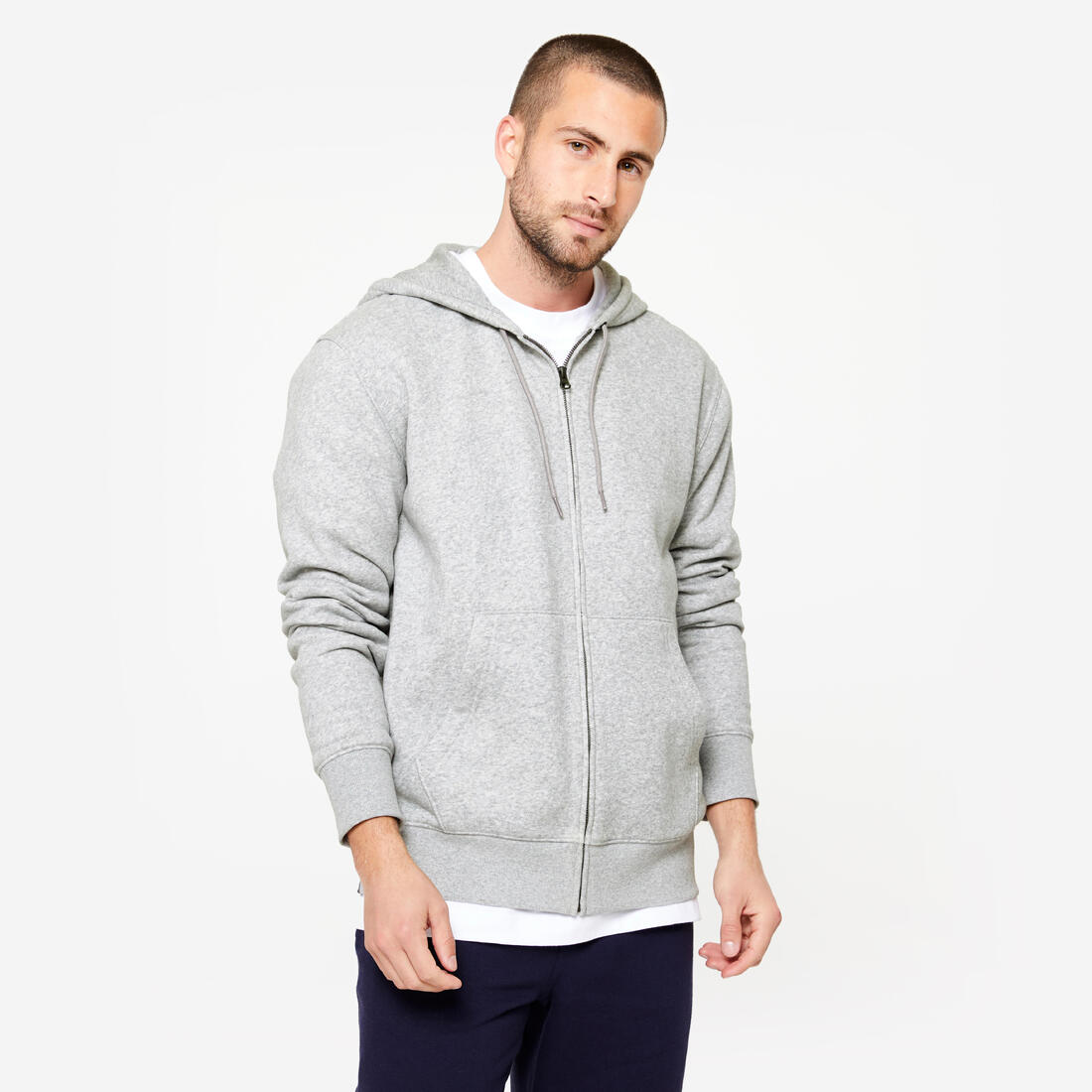Sweat zippé à capuche de fitness en molleton homme
