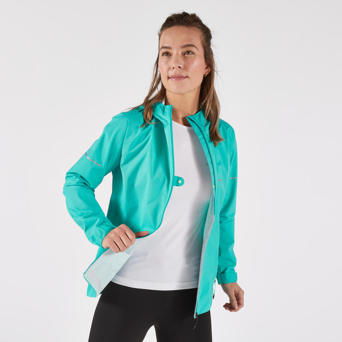 Veste running imperméable Femme, Kiprun Run Rain 900 gris foncé