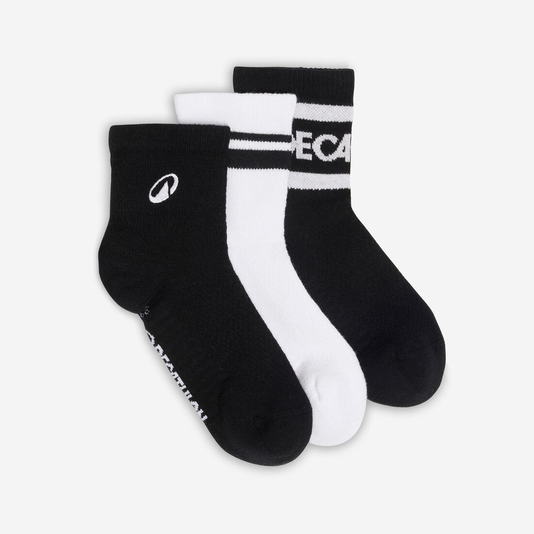 Chaussettes cheville, noir et blanc, lot de 3 – noir