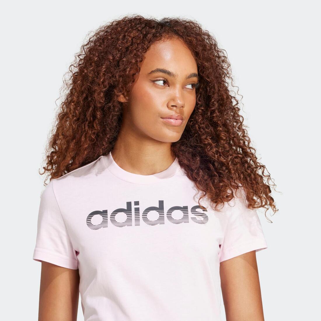 T-shirt imprimé en coton femme, rose