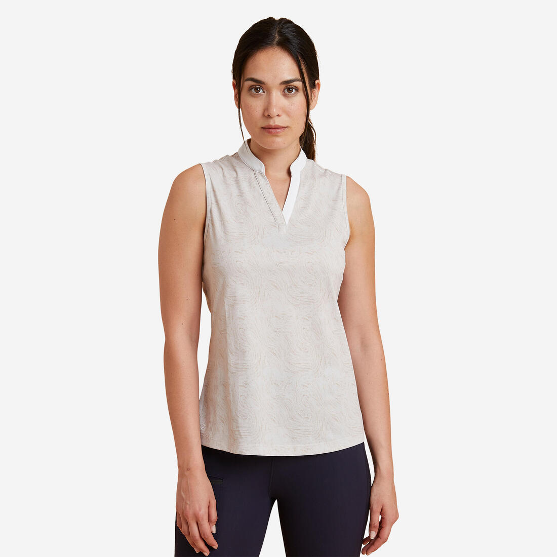 Débardeur équitation femme 500 MESH beige print – beige