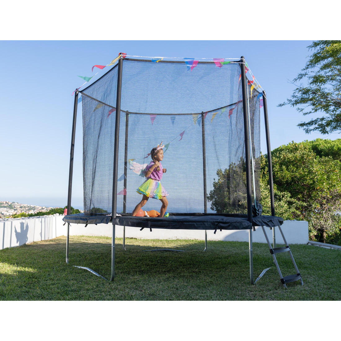 Trampoline rond avec filet de protection, Trampoline 240